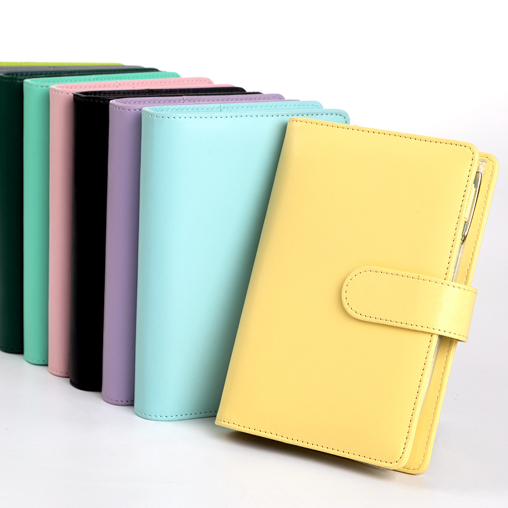 Leather Work Diary - A6 Macaron PU Leather Binder Notebook